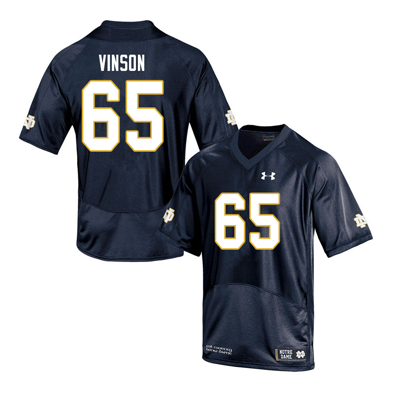 Men #65 Michael Vinson Notre Dame Fighting Irish College Football Jerseys Sale-Navy